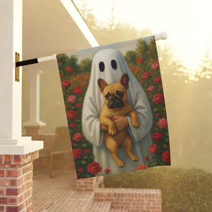 Fawn French Bulldog Ghostie Halloween Garden Flag