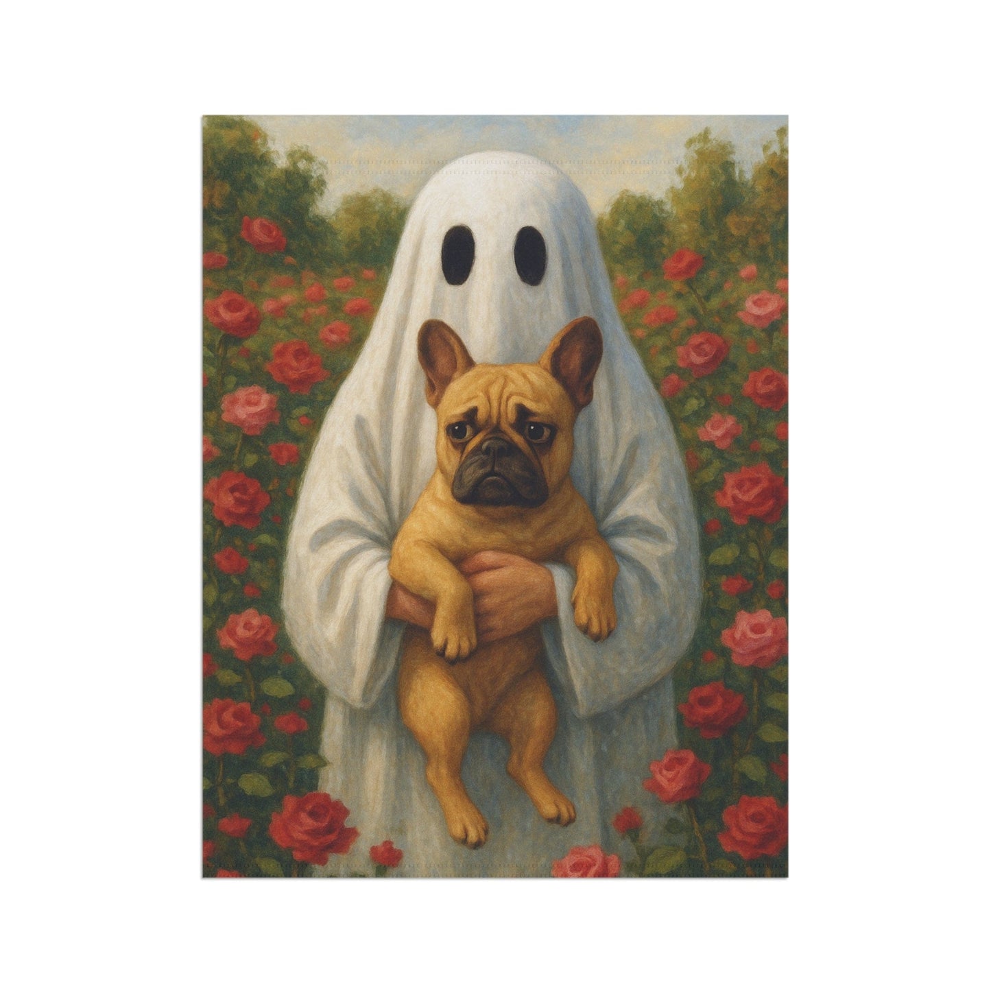 Fawn French Bulldog Ghostie Halloween Garden Flag