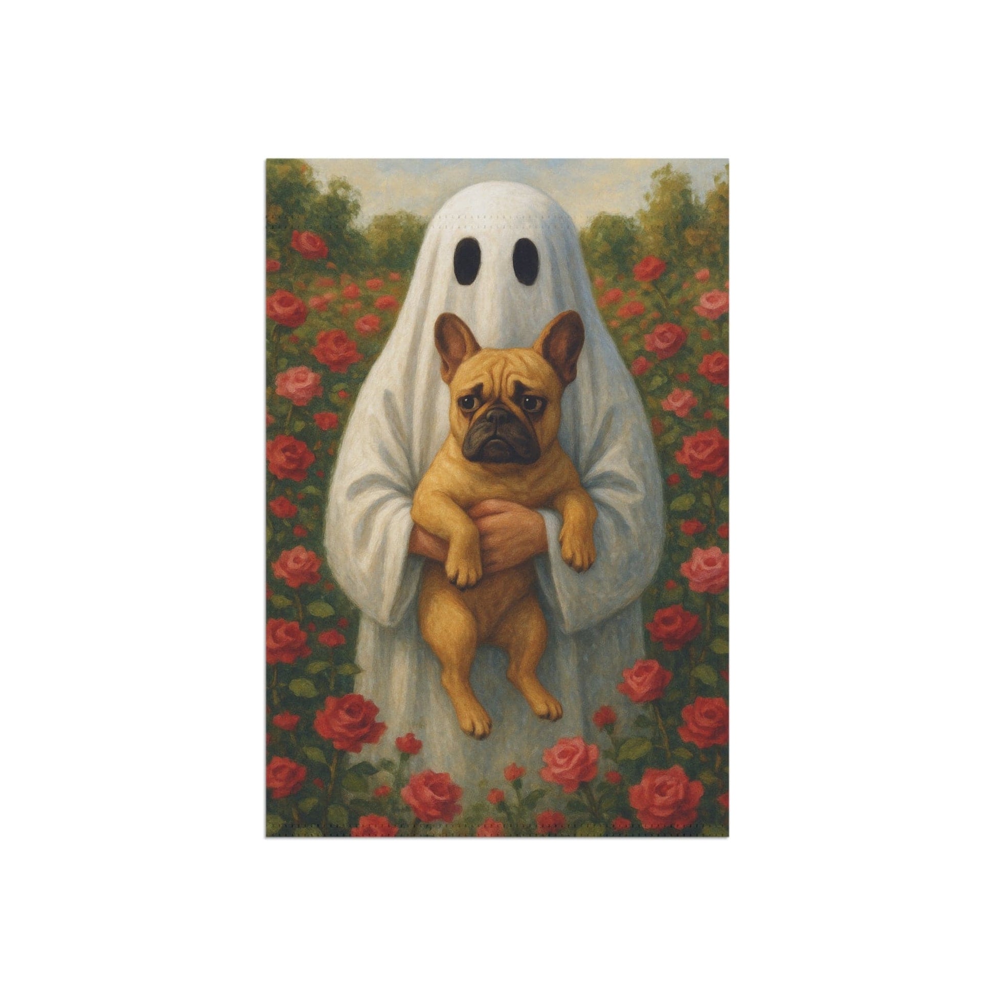 Fawn French Bulldog Ghostie Halloween Garden Flag