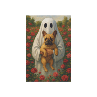 Fawn French Bulldog Ghostie Halloween Garden Flag