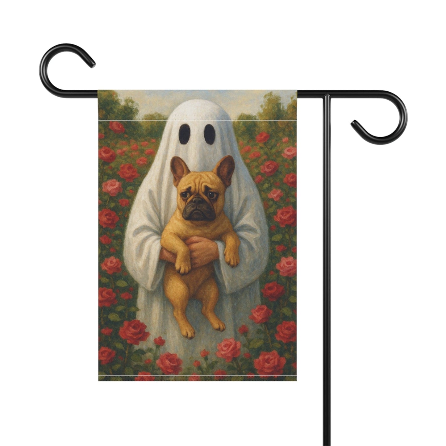 Fawn French Bulldog Ghostie Halloween Garden Flag