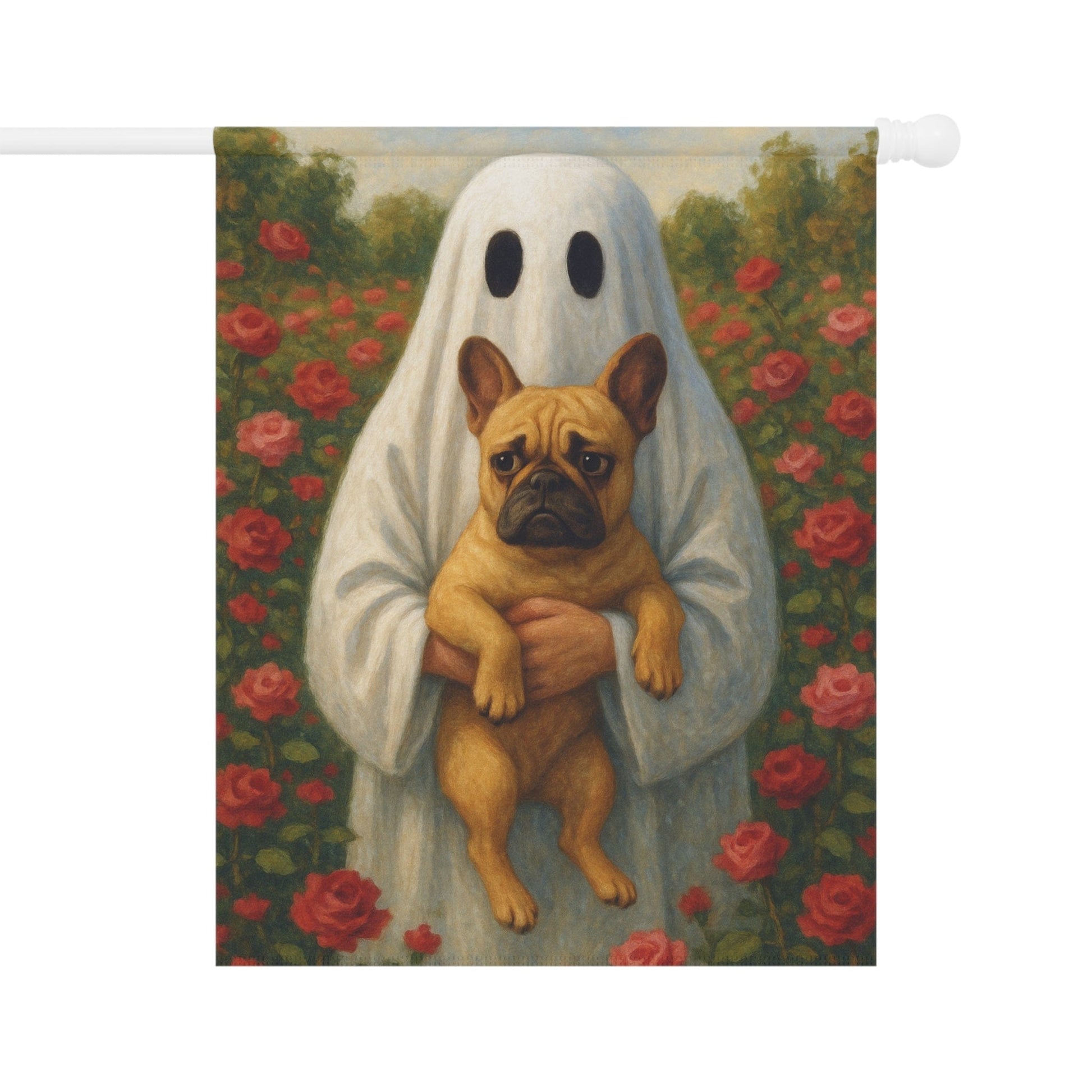 Fawn French Bulldog Ghostie Halloween Garden Flag