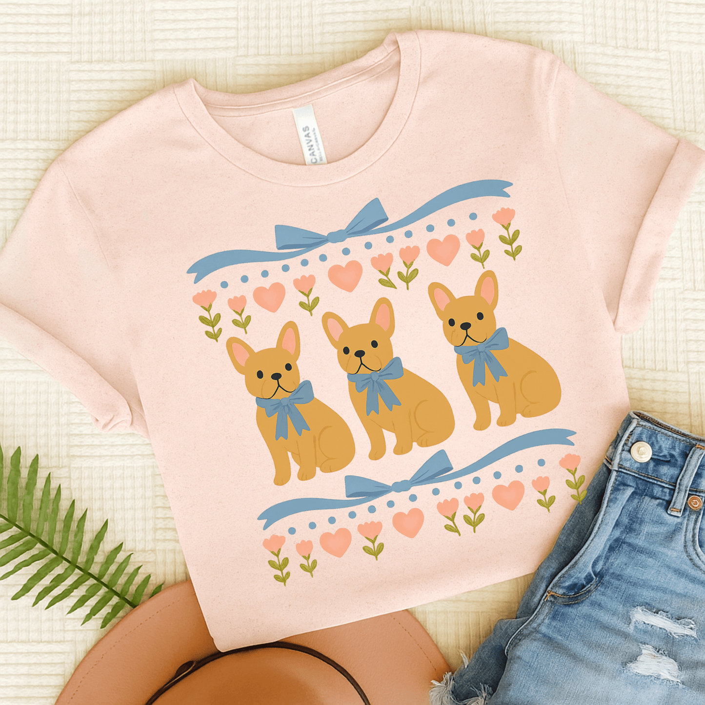 Fawn French Bulldog Grandma TShirt Soft Pink