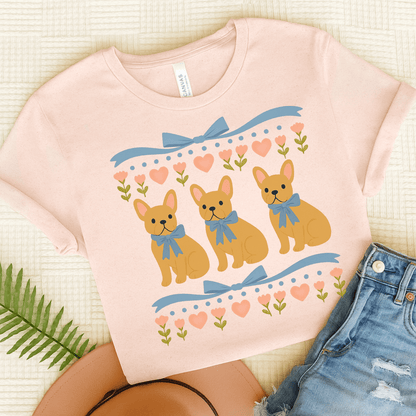 Fawn French Bulldog Grandma TShirt Soft Pink