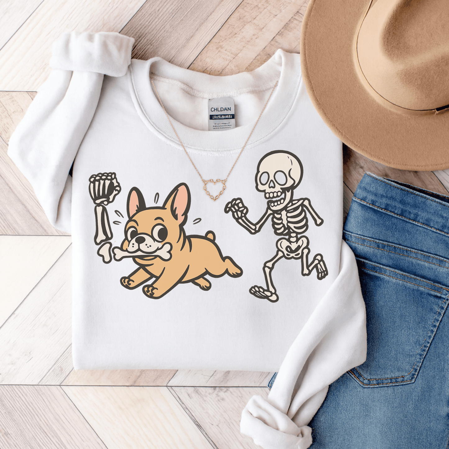 Printify Sweatshirt S / White Fawn French Bulldog Grave Robber Sweatshirt