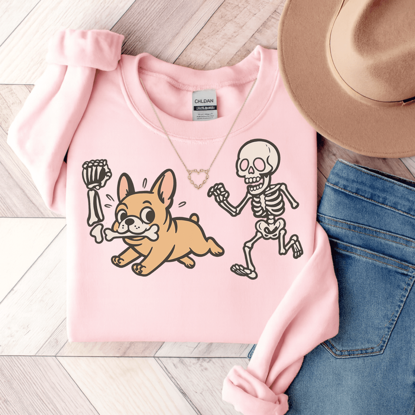 Printify Sweatshirt S / Light Pink Fawn French Bulldog Grave Robber Sweatshirt