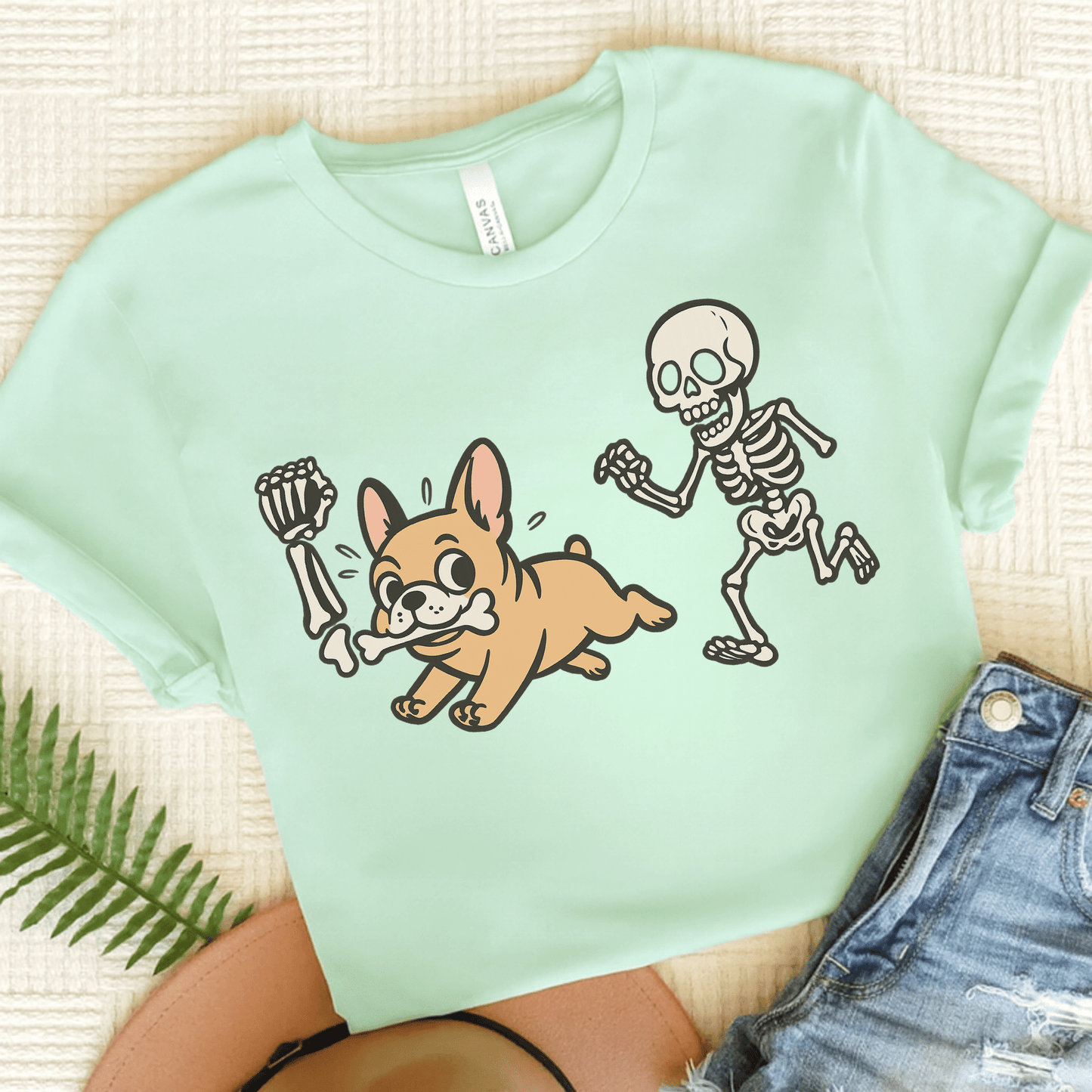 Printify T-Shirt Heather Mint / S Fawn French Bulldog Grave Robber TShirt