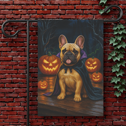 Printify Garden Flag 12'' × 18'' Fawn French Bulldog Halloween Garden Flag