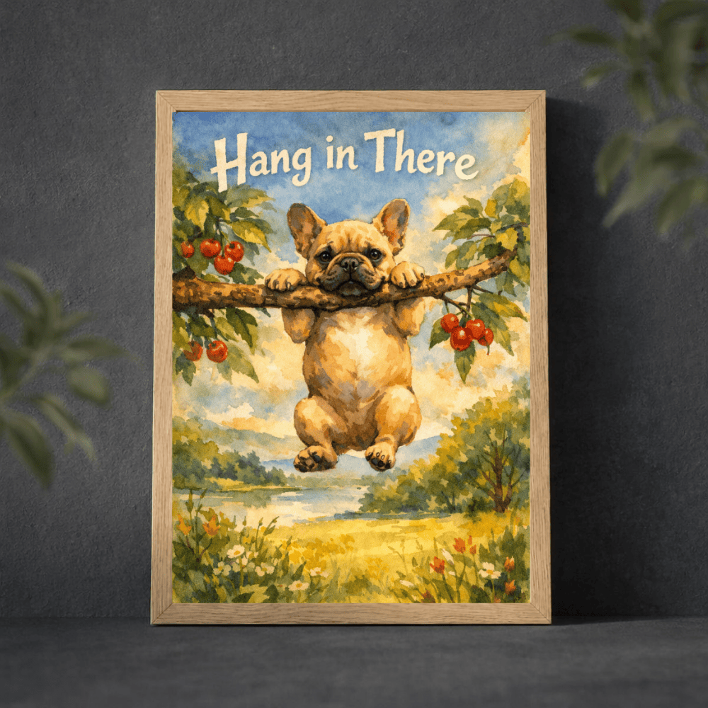 Fawn French Bulldog Hang In There Funny Poster Matte