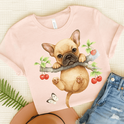 Printify T-Shirt Soft Pink / S Fawn French Bulldog Hang In There Tshirt