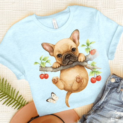 Printify T-Shirt Heather Ice Blue / S Fawn French Bulldog Hang In There Tshirt