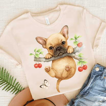 Printify T-Shirt Natural / S Fawn French Bulldog Hang In There Tshirt