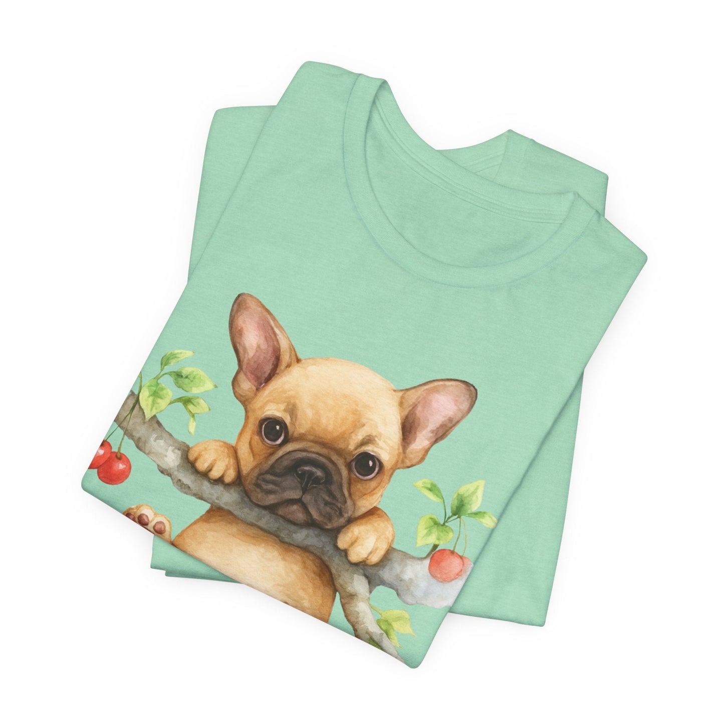 Printify T-Shirt Fawn French Bulldog Hang In There Tshirt