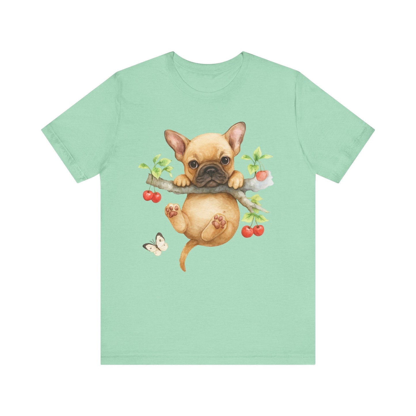 Printify T-Shirt Fawn French Bulldog Hang In There Tshirt