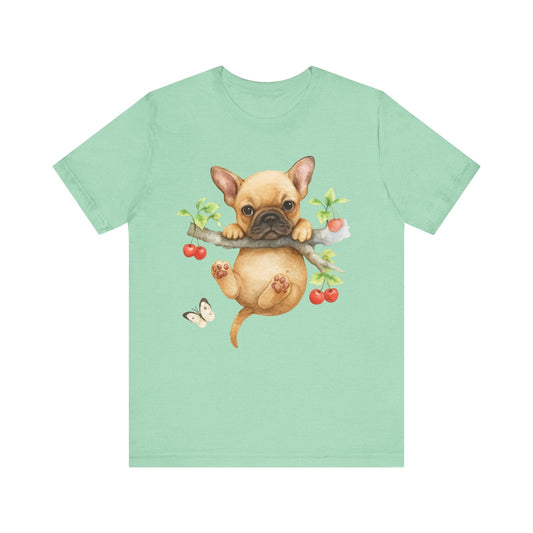 Printify T-Shirt Fawn French Bulldog Hang In There Tshirt