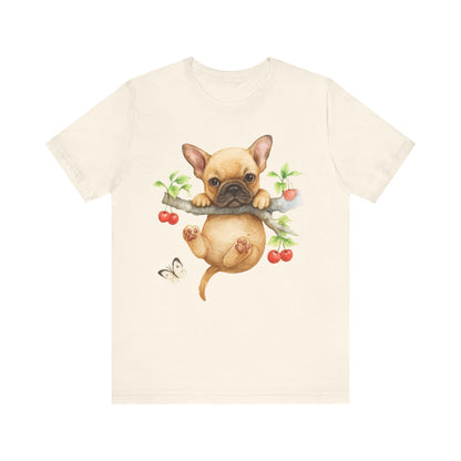 Printify T-Shirt Fawn French Bulldog Hang In There Tshirt