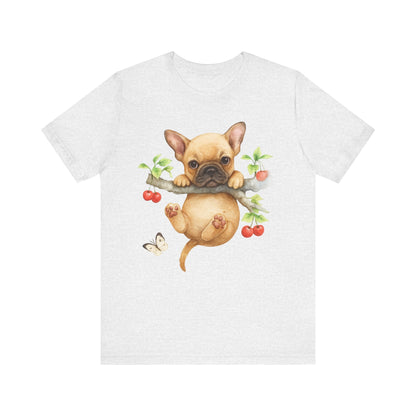 Printify T-Shirt Fawn French Bulldog Hang In There Tshirt