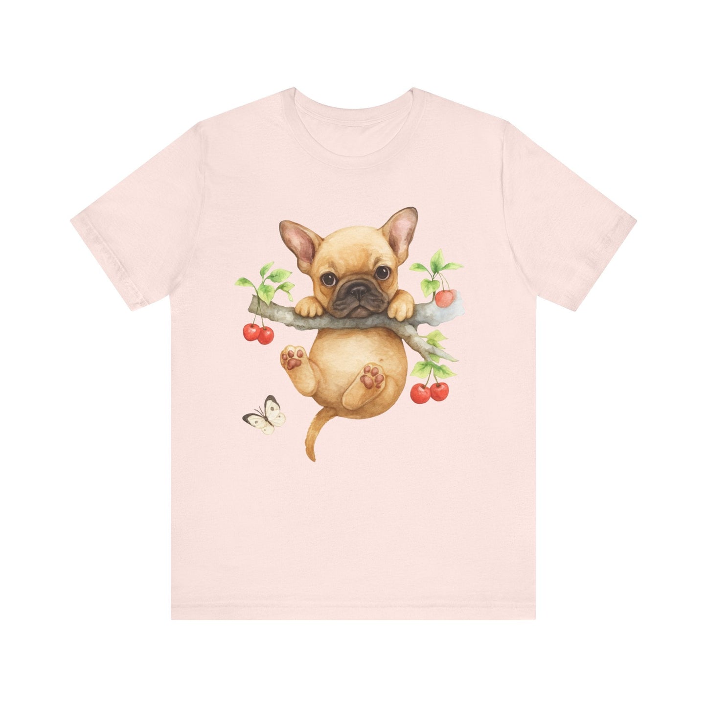 Printify T-Shirt Fawn French Bulldog Hang In There Tshirt