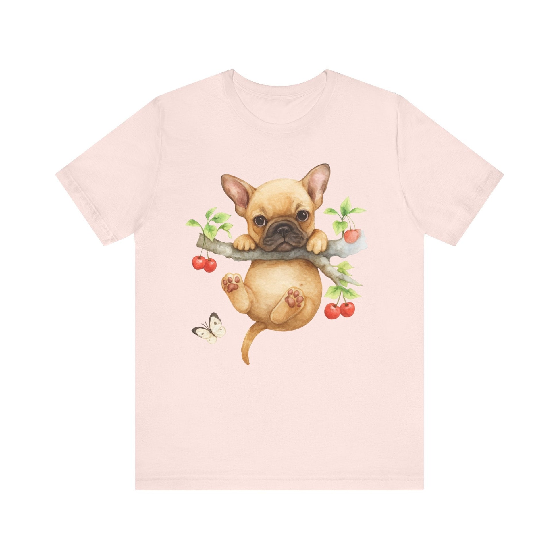 Printify T-Shirt Fawn French Bulldog Hang In There Tshirt