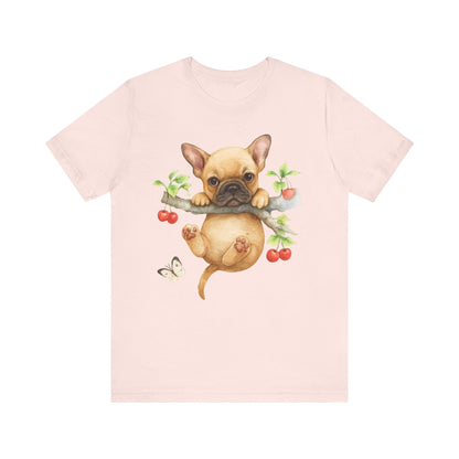 Printify T-Shirt Fawn French Bulldog Hang In There Tshirt