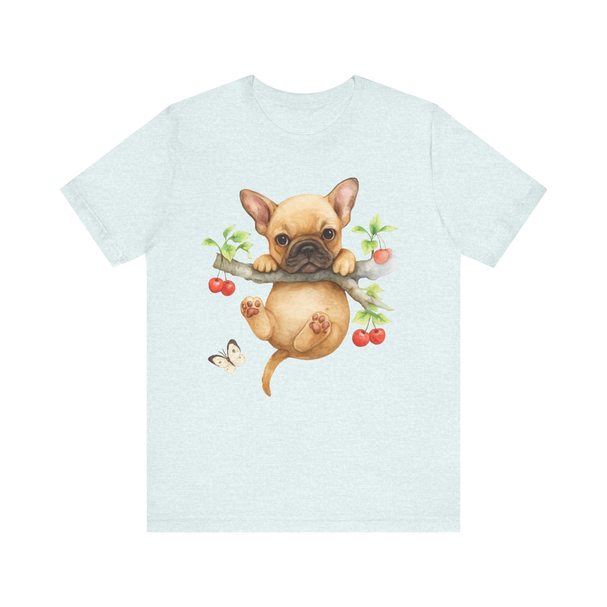 Printify T-Shirt Fawn French Bulldog Hang In There Tshirt
