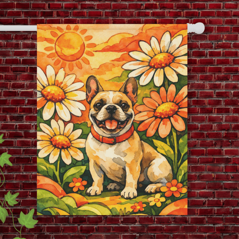 Fawn French Bulldog Hippie Easter Garden Yard Flag 24.5'' × 32''
