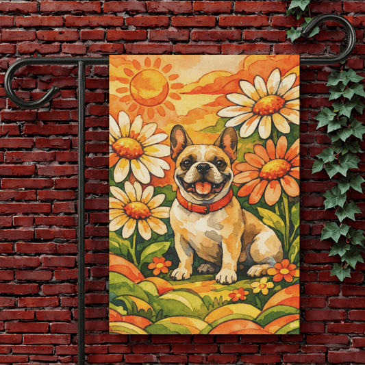 Fawn French Bulldog Hippie Easter Garden Yard Flag 12'' × 18''