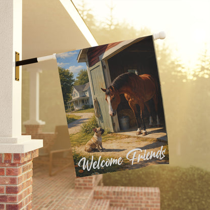 Fawn French Bulldog Horse Barn Farm Yard Flag