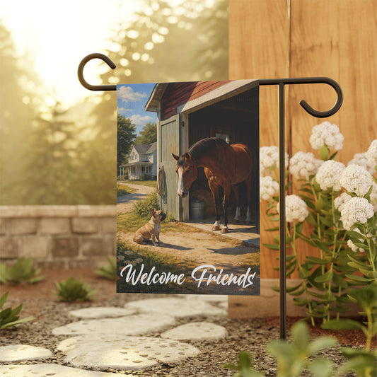Fawn French Bulldog Horse Barn Farm Yard Flag