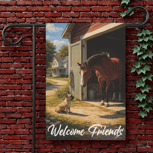 Fawn French Bulldog Horse Barn Farm Yard Flag 12'' × 18''