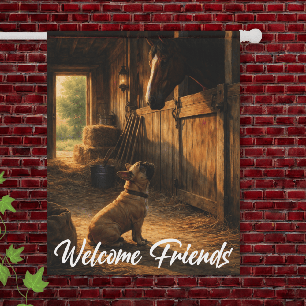Fawn French Bulldog Horse Barn Yard Flag 24.5'' × 32''