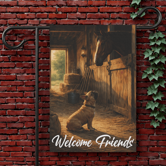 Fawn French Bulldog Horse Barn Yard Flag 12'' × 18''