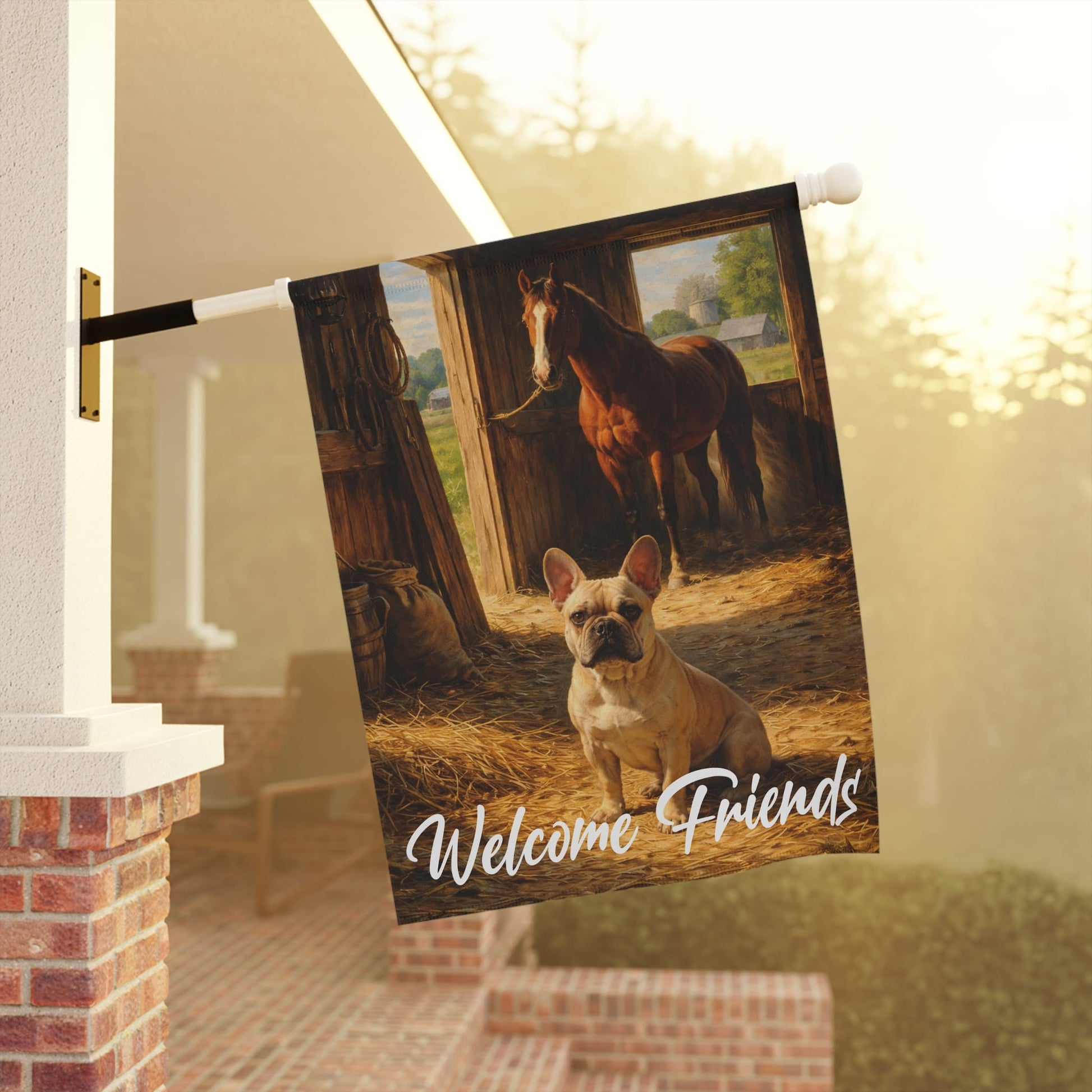 Fawn French Bulldog Horse Barn Yard Garden Flag