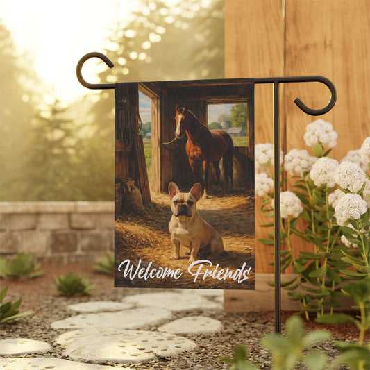 Fawn French Bulldog Horse Barn Yard Garden Flag