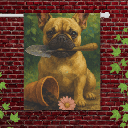 Fawn French Bulldog Little Gardener Garden Flag 24.5'' × 32''