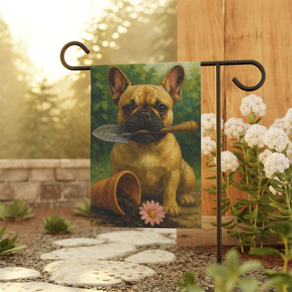 Fawn French Bulldog Little Gardener Garden Flag