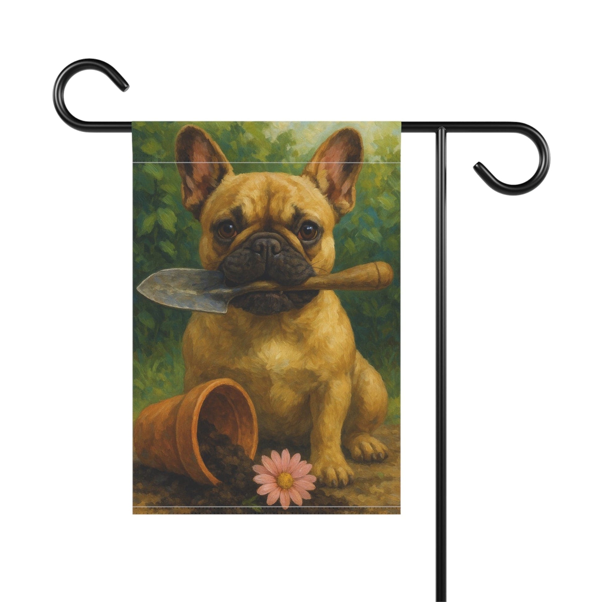 Fawn French Bulldog Little Gardener Garden Flag