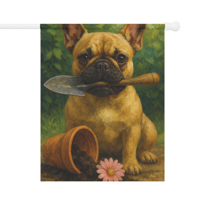 Fawn French Bulldog Little Gardener Garden Flag