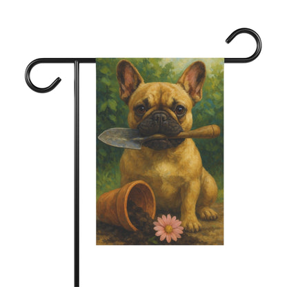 Fawn French Bulldog Little Gardener Garden Flag
