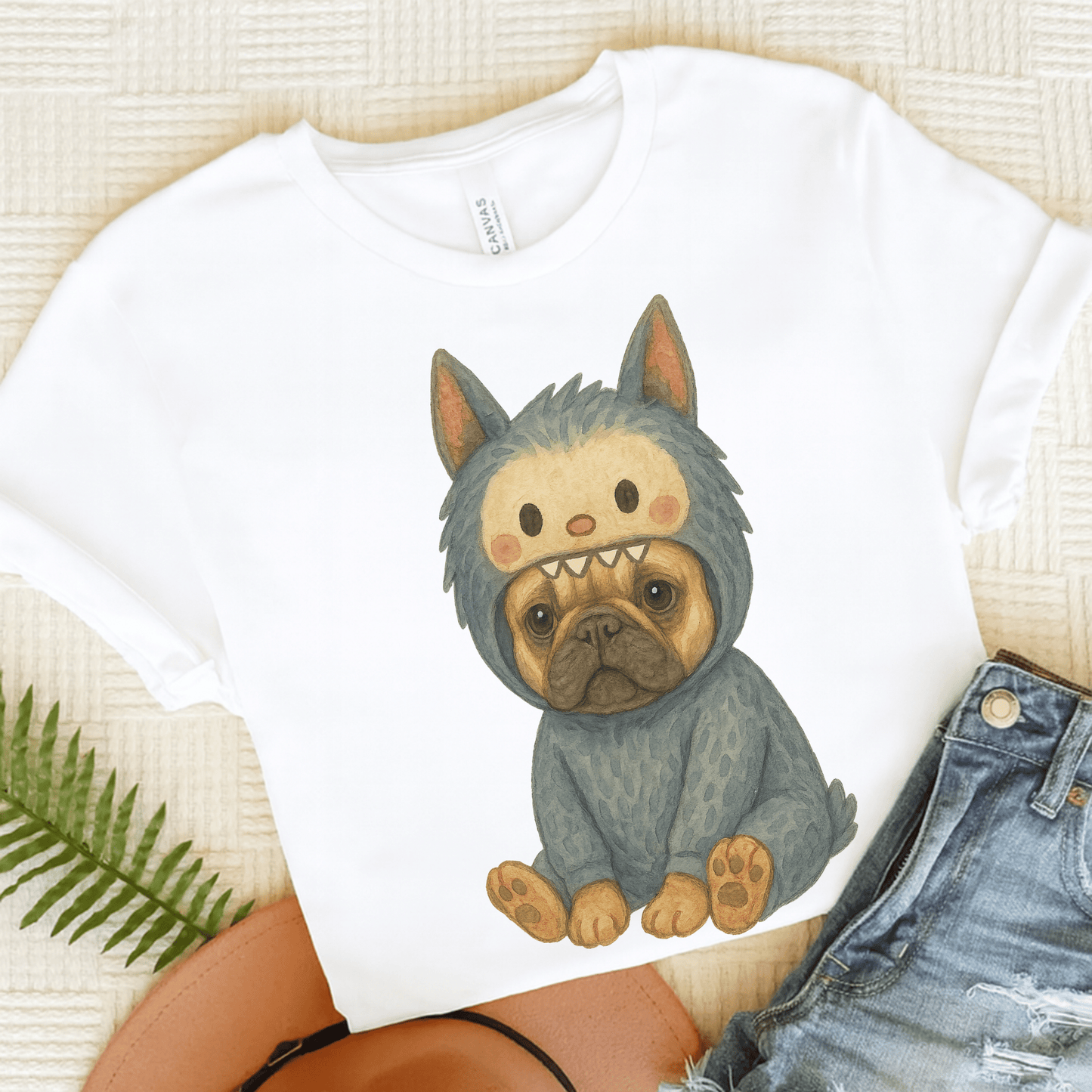 Printify T-Shirt White / S Fawn French Bulldog Little Monster TShirt