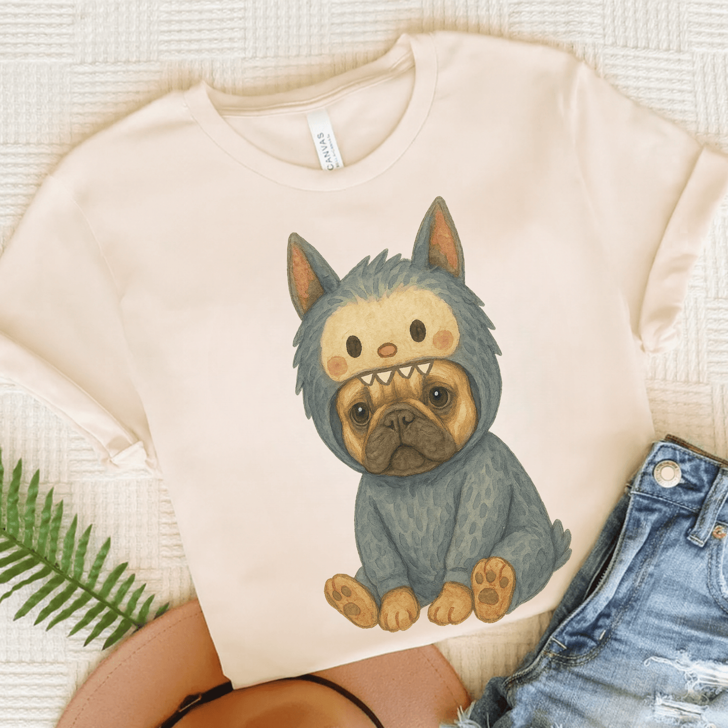 Printify T-Shirt Natural / S Fawn French Bulldog Little Monster TShirt