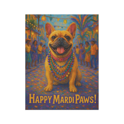 Fawn French Bulldog Mardi Gras Paws Garden Flag