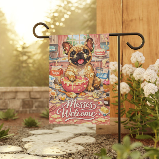 Fawn French Bulldog Messy Baker Garden Flag