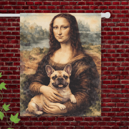 Fawn French Bulldog Mona Lisa Garden Flag 24.5'' × 32''