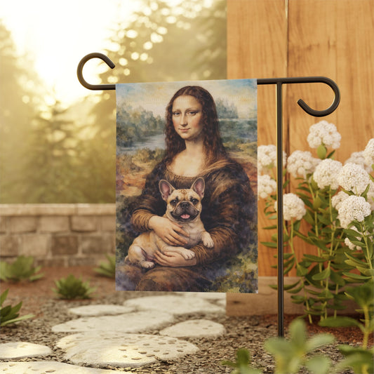 Fawn French Bulldog Mona Lisa Garden Flag
