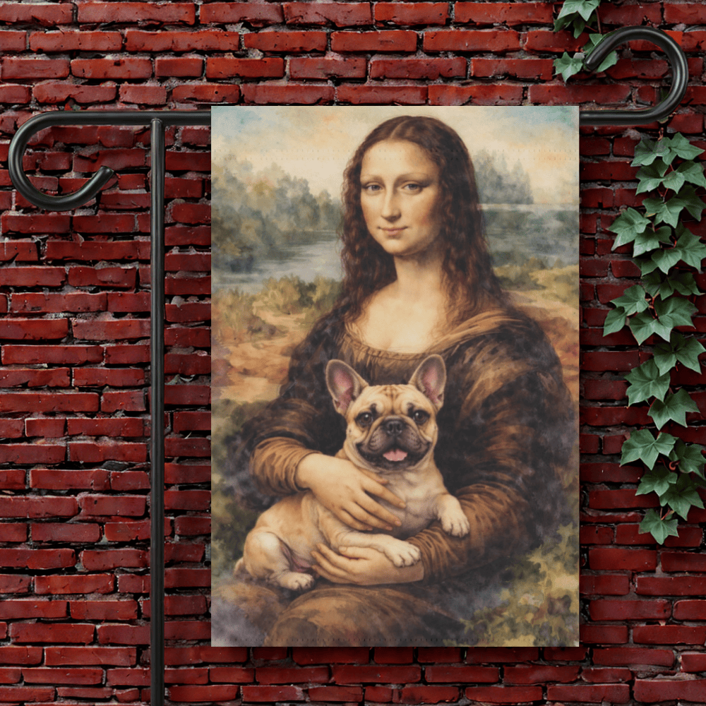 Fawn French Bulldog Mona Lisa Garden Flag 12'' × 18''