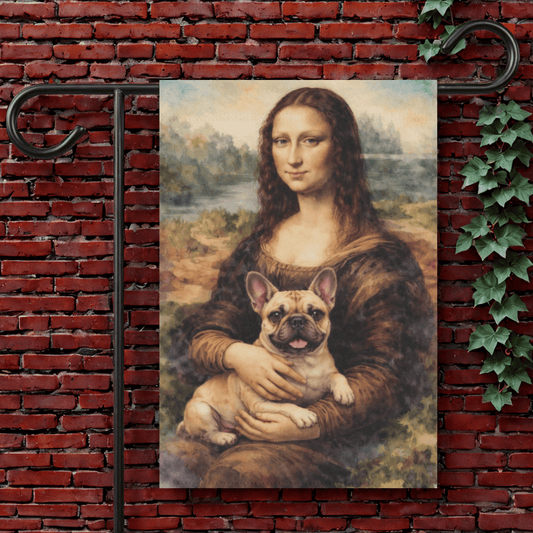 Fawn French Bulldog Mona Lisa Garden Flag 12'' × 18''