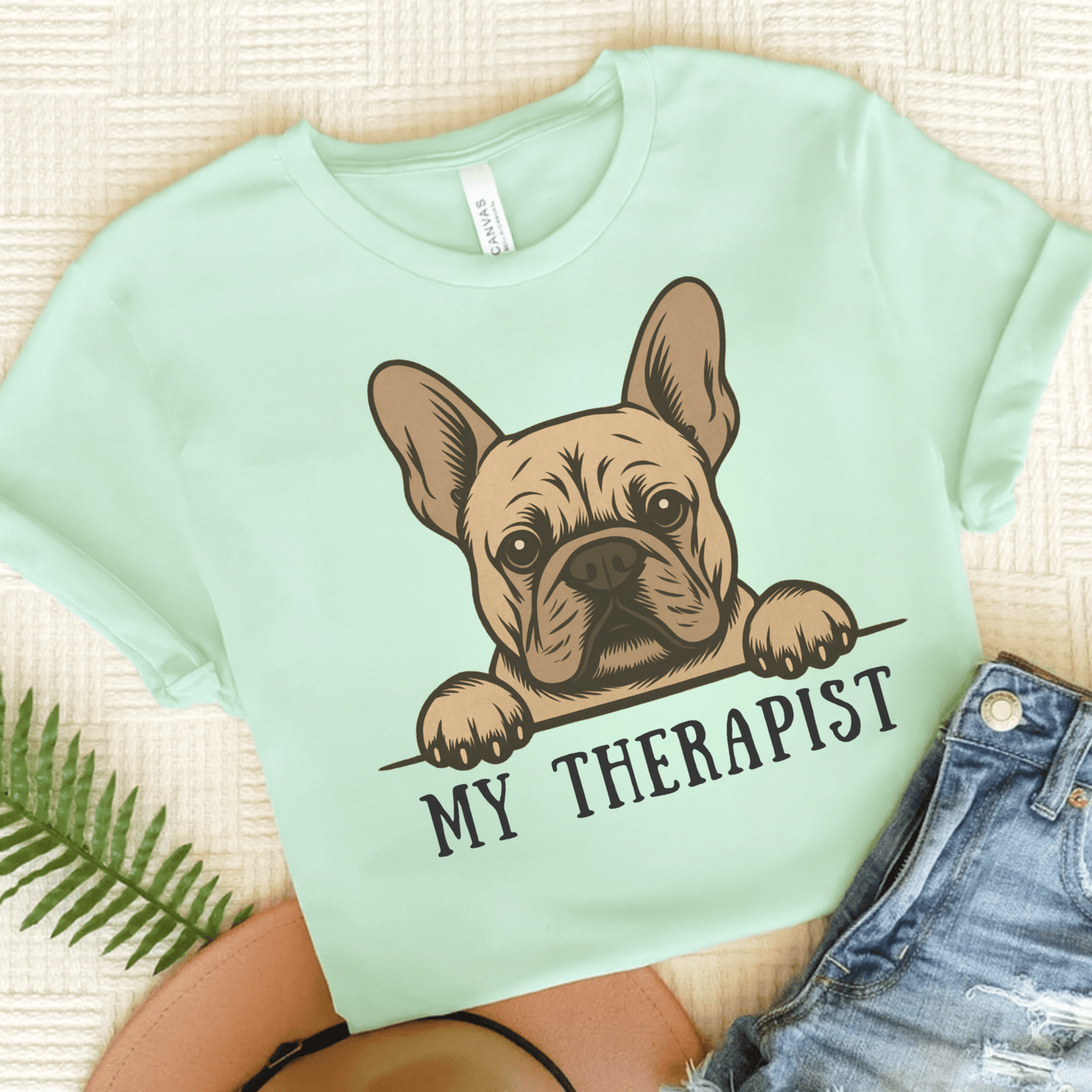 Printify T-Shirt Heather Mint / S Fawn French Bulldog My Therapist TShirt