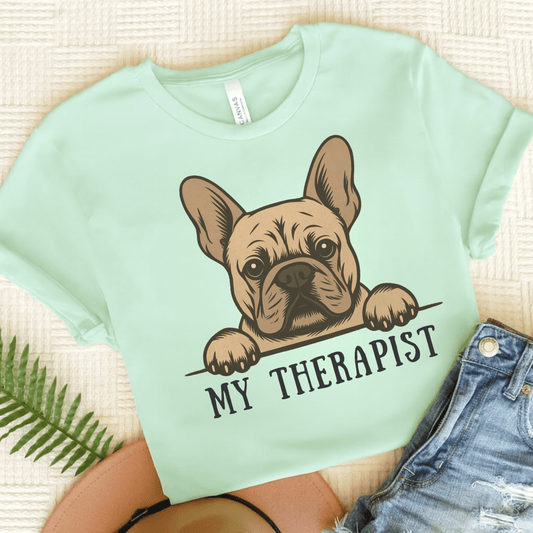 Printify T-Shirt Heather Mint / S Fawn French Bulldog My Therapist TShirt