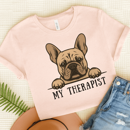 Printify T-Shirt Soft Pink / S Fawn French Bulldog My Therapist TShirt